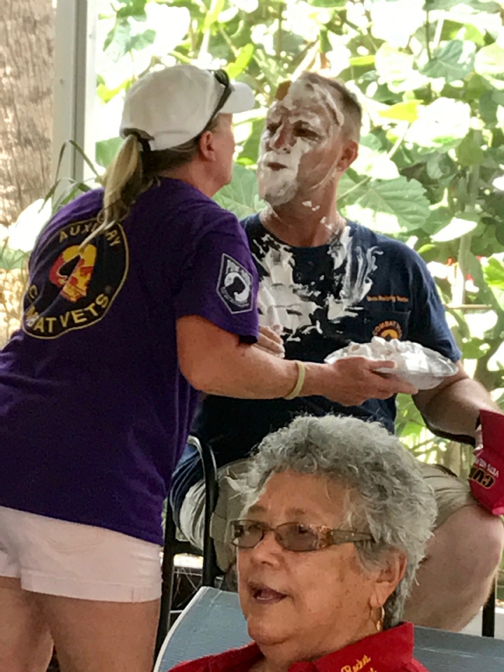 This was Diana (Ladybug) smashing Barney (20-1 Commander) with a pie to his face. Another great pic from our fund raiser on 30 September 2017